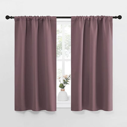 NICETOWN Kitchen Curtains, Short Blackout Curtains & Drapes, Small Window Draperies for Dining Room, Cupboard (Dry Rose, 34" W by 45" L, Set of 2)