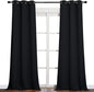 NICETOWN Black Out Curtain Panels - Home Decoration Thermal Insulated Solid Grommet Blackout Curtains/Drapes for Hall/Dining Room (Set of 2, 42 inches by 90 Inch, Black)