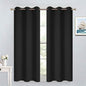 Yakamok Blackout Curtains for Bedroom - Grommet Thermal Insulated Room Darkening Curtains for Living Room, Set of 2 Panels (38 x 54Inch, Black)