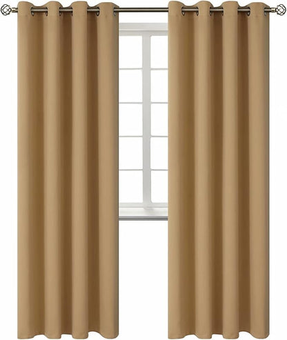BGment Blackout Curtains for Living Room - Grommet Thermal Insulated Room Darkening Curtains for Bedroom, 2 Panels of 52 x 84 Inch, Khaki