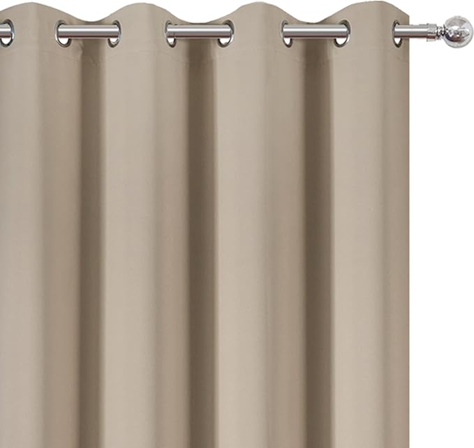 LEMOMO Khaki Thermal Blackout Curtains/52 x 54 Inch/Set of 2 Panels Room Darkening Curtains for Bedroom