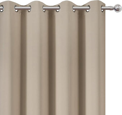 LEMOMO Khaki Thermal Blackout Curtains/52 x 54 Inch/Set of 2 Panels Room Darkening Curtains for Bedroom