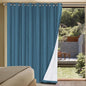 H.VERSAILTEX Linen Blackout Curtains Durable Thick Textured Linen Look 100% Blackout Patio Door Curtain Anti Rust Grommet Extra Wide Sliding Door Curtain Panel, Blue Sapphire, W100 x L84 inch