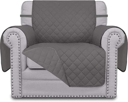 Easy-Going Chair Sofa Slipcover Reversible Sofa Cover Water Resistant Couch Cover Furniture Protector Cover with Elastic Straps for Pets Kids Children Dog Cat (Chair, Gray/Gray)