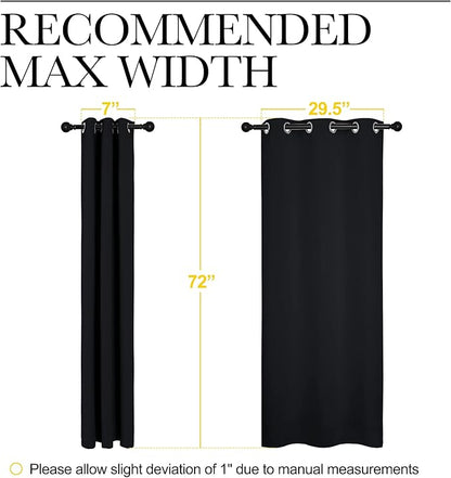 NICETOWN Bathroom Blackout Thermal Curtains and Drapes, Black Solid Thermal Insulated Grommet Blackout Drapery Panels for Window (2 Panels, 34 inches Wide by 72 inches Long, Black)