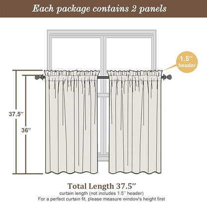 Chyhomenyc Sheer Curtains 36 inch Length 2 Panels Set, Light Filtering Voile Rod Pocket Short Window Curtians for Bathroom Living Room Farmhouse Small Windows, Each 42Wx36L in, 2PCS, Lime