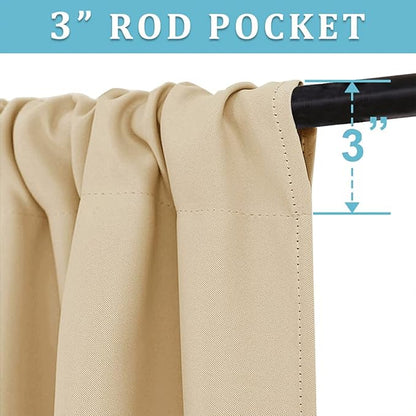 RYB HOME Curtains for Bedroom 102 inches Long, Privacy Thermal Insultaed Sunlignt Heat Blocking Drapes for Sliding Patio Door, Width 42 by Length 102, Biscotti Beige, 2 Panels Set