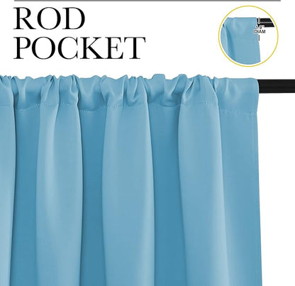 NICETOWN Blackout Curtains for Living Curtains, Teal Blue, 1 Pair, 34-inch W x 84-inch L, Home Decorations Thermal Insulated Solid Pole Top Blackout Drapes for Living Room