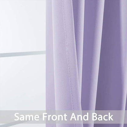 Yakamok Blackout Small Window Curtains with Grommet Top, Room Darkening Thermal Insulated Window Panel Drape for Bedroom Bathroom, 52Wx36L, Lilac, 2 Panels