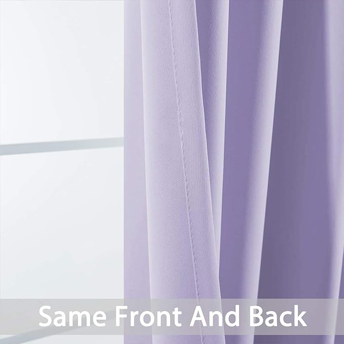 Yakamok Room Darkening Grommet Window Drapes Thermal Insulated Light Blocking Blackout Curtains for Bedroom(52Wx72L,Lilac,2 Panels)