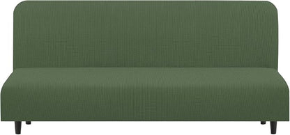 U-NICE HOME Stretch Futon Cover Armless Bed Slipcover - Soft Jacquard Fabric Washable for Pet Friendly, Loden Frost