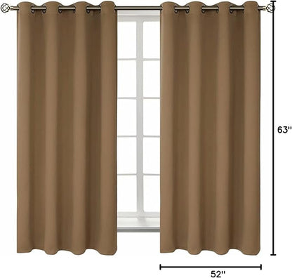 BGment Blackout Curtains for Living Room - Grommet Thermal Insulated Room Darkening Curtains for Bedroom, 2 Panels of 52 x 63 Inch, Taupe