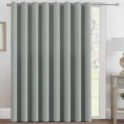 H.VERSAILTEX Blackout Patio Curtains 100 x 96 Inches for Sliding Door Extral Wide Blackout Curtain Panels Thermal Insulated Room Divider - Grommet Top, 8' Tall by 8.5' Wide - Light Sage