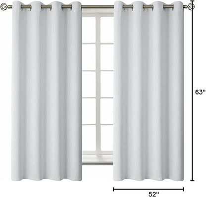 BGment Room Darkening Curtains 63 Inches Long - Grommet Thermal Insulated Drapes Window Treatment Curtains for Bedroom, 2 Panels, 52 x 63 Inch, Greyish White
