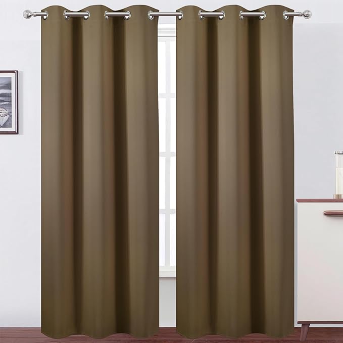 LEMOMO Brown Thermal Blackout Curtains/38 x 84 Inch/Set of 2 Panels Room Darkening Curtains for Bedroom
