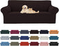 Cupuamon 2026 New Stretch Sofa Slipcovers Couch Cover for 3 Cushion Furniture Protector Sofa Covers with Elastic Bottom Jacquard Fabric Small Checks for Pets, Kids -Sofa, Chocolate
