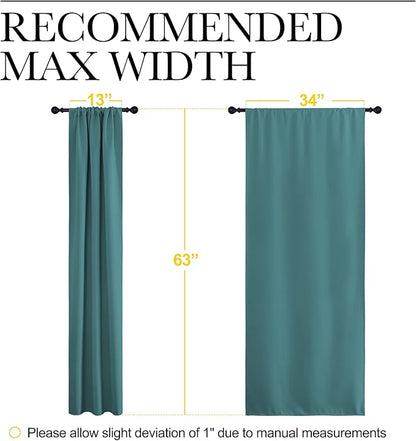 NICETOWN Bedroom Curtains, Three Pass Microfiber Noise Reducing Thermal Insulated Solid Rod Pocket Blackout Window Curtains for Kids Room (Sea Teal, 2 Panels, 34-inch x 63-inch)
