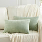 Fancy Homi 2 Packs Sage Green Long Lumbar Decorative Throw Pillow Covers 12x24 Inch for Couch Bed Sofa, Rustic Farmhouse Boho Home Decor, Soft Striped Corduroy Rectangle Accent Cushion Case 30x60 cm