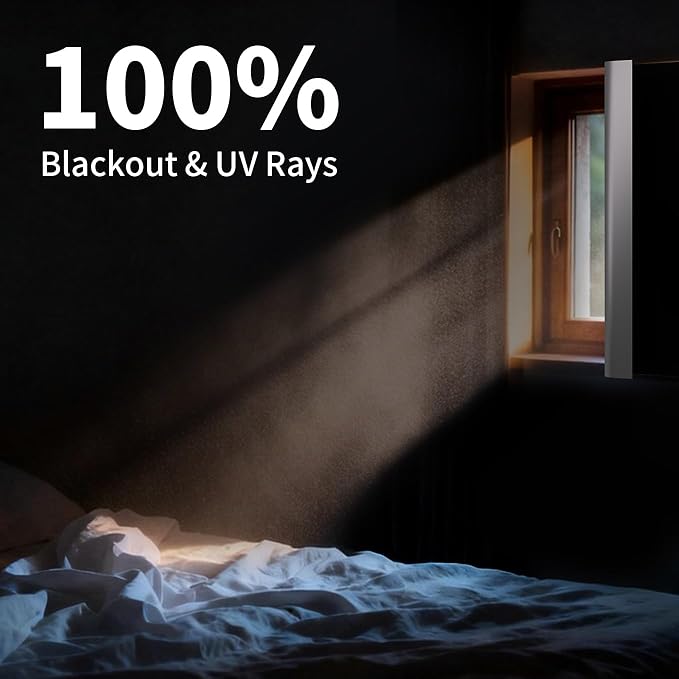 BKSAI 100% Blackout Window Cover, Portable Magnetic Black Out Curtains for Window, Black Out Shades No Drill Cuttable Blackout Blinds for Bedroom, RV, Nursery, Media Room, 39x57 inch, 2Pack