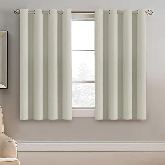 H.VERSAILTEX Blackout Curtain for Living Room Small Window Kitchen Blackout Curtains 45 inch Length Energy Saving Solid Grommet Blackout Drape, One Panel, Pale Oak, 52" W x 45" L