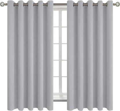 BGment Room Darkening Curtains 63 Inches Long - Grommet Thermal Insulated Drapes Window Treatment Curtains for Bedroom, 2 Panels, 70 x 63 Inch, Light Grey