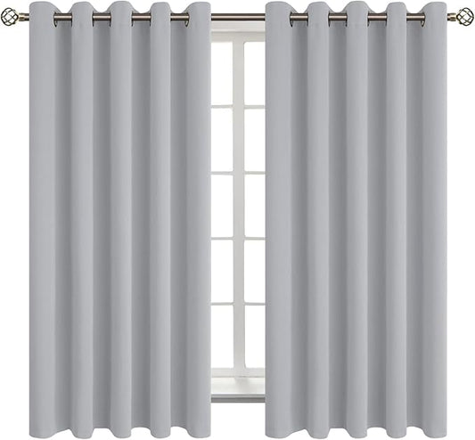 BGment Room Darkening Curtains 63 Inches Long - Grommet Thermal Insulated Drapes Window Treatment Curtains for Bedroom, 2 Panels, 70 x 63 Inch, Light Grey