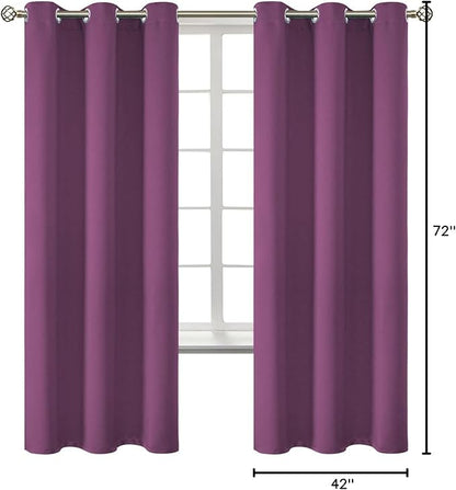 BGment Room Darkening Curtains 72 Inches Long - Grommet Thermal Insulated Drapes Window Treatment Curtains for Bedroom, 2 Panels, 42 x 72 Inch, Eggplant Purple