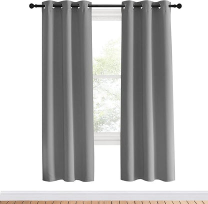 NICETOWN Blackout Window Curtains & Drapes 70" Long, 2 Panels, 34 inch, Silver Grey, Grommet Top Room Darkening Thermal Insulated for Bedroom/Living Room