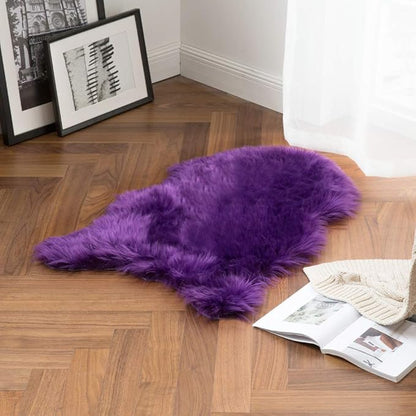 MIULEE Luxury Super Soft Fluffy Area Rug Faux Fur Sheepskin Rug Decorative Plush Shaggy Carpet for Bedside Sofa Floor Nursery 2 x 3 Feet, Purple