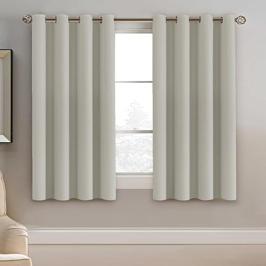 H.VERSAILTEX Blackout Curtain for Living Room Thermal Insulated Window Treatment Curtain 54 inch Length Energy Saving Solid Grommet Top Blackout Drape, One Panel, Ivory/Cream, 52" W x 54" L