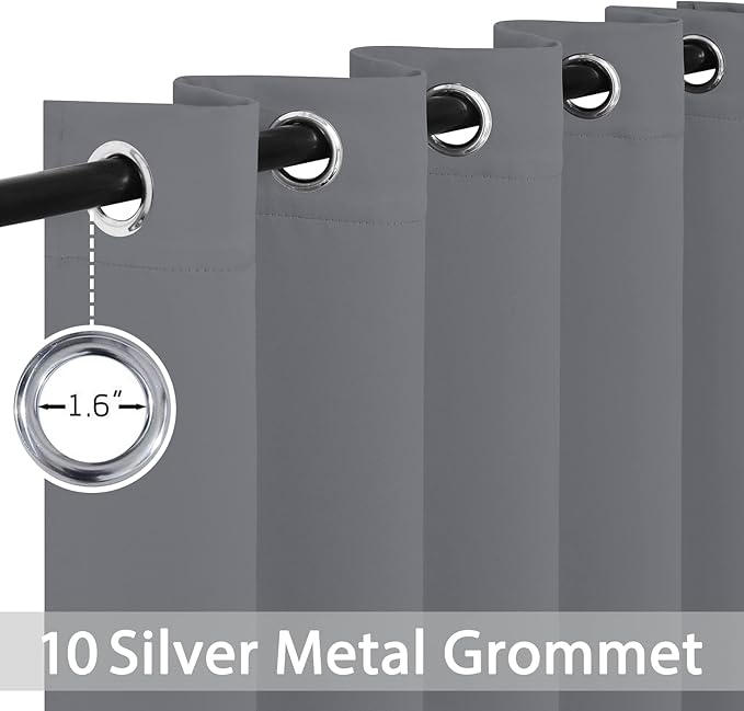 Yakamok Wide Thermal Blackout Patio Door Curtain Panel, Sliding Door Insulated Grommet Curtains, Extra Wide Curtains for Sliding Glass Door, Grey, W70 x L84, 1 Panel