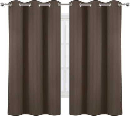 LEMOMO Chocolate Brown Thermal Blackout Curtains/38 x 63 Inch/Set of 2 Panels Room Darkening Curtains for Bedroom