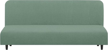 U-NICE HOME Stretch Futon Cover Armless Bed Slipcover - Soft Jacquard Fabric Washable for Pet Friendly, Cyan