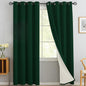 Yakamok Dark Green Linen Curtains 100% Blackout 84 Inches Long,Room Darkening Textured Drapes for Living Room Thermal Grommet Bedroom Curtains 2 Panels with White Liner