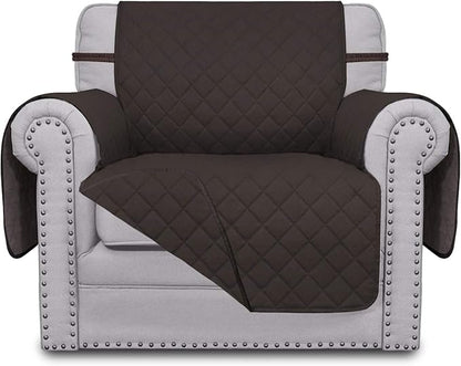 Easy-Going Chair Sofa Slipcover Reversible Sofa Cover Water Resistant Couch Cover Furniture Protector Cover with Elastic Straps for Pets Kids Children Dog Cat (Chair, Chocolate/Chocolate)