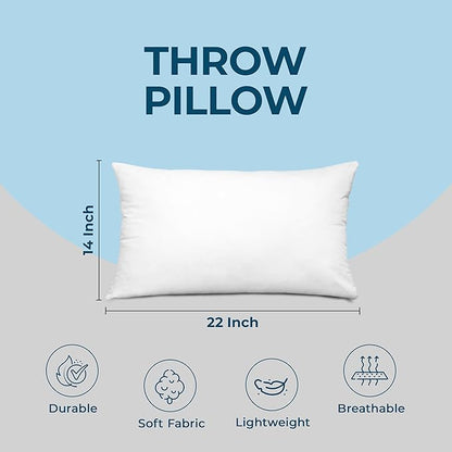 Utopia Bedding Throw Pillows (Set of 4, White) – 14 x 22 Inches Down Alternative Pillows for Bed, Sofa, and Couch - Fluffy Decorative Stuffer Pillow for Indoors & Outdoors