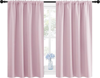NICETOWN Blackout Curtains for Girls Room - Nursery Essential Thermal Insulated Solid Rod Pocket Top Blackout Drapes (Lavender Pink=Light Pink, 1 Pair, 42 x 45 Inch)