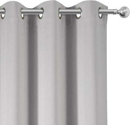 LEMOMO Blackout Curtains 38 x 84 inch/Light Grey Curtains Set of 2 Panels/Thermal Insulated Room Darkening Bedroom Curtains