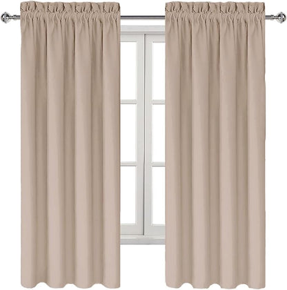 DWCN Blackout Curtains for Living Room Thermal Insulated, Energy Saving & Noise Reducing Bedroom Curtains, Camel, W 38x L 72 Inch, Set of 2 Rod Pocket Curtain Panels
