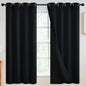 SimpleHome 100% Blackout Curtains for Bedroom,Thermal Insulated Grommet Window Drapes Room Darkening Black Curtains for Living Room with Black Back,52 x 63 Inch,2 Panels