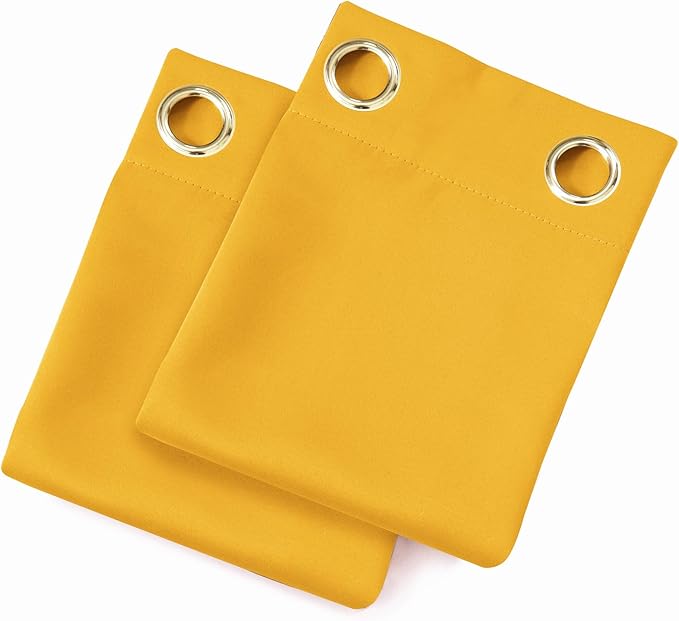 LEMOMO Blackout Curtains 66 x 72 Inch Long Yellow Curtains Set of 2 Panels Room Darkening Curtains for Bedroom and Living Room