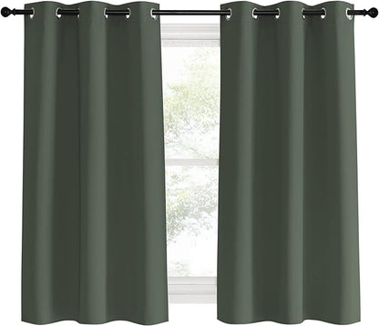 NICETOWN Thermal Insulated Curtains Blackout Draperies, Dark Mallard, Set of 2, 42 by 60 inches Long, Window Treatment Solid Grommet Room Darkening Drape Panels for Bedroom