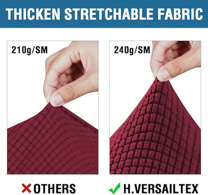 H.VERSAILTEX 4 Piece Stretch Sofa Covers for 3 Cushion Couch Covers for Living Room Furniture Slipcovers (Base Cover Plus 3 Seat Cushion Covers) Upgraded Thicker Jacquard Fabric (XL Sofa, Burgundy)