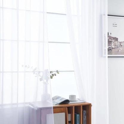SpaceDresser Optical White Sheer Curtains 4 Panels Rod Pocket Semi-Sheer Curtain 63 Inches Long Light Filtering Voile Window Drapes for Bedroom Living Room Kitchen, Each 52W x 63L