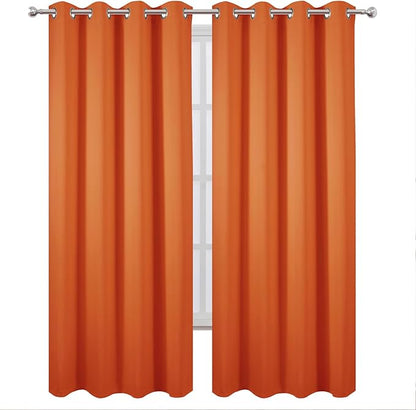 LEMOMO Blackout Curtains 52 x 90 Inch Long Orange Curtains Set of 2 Panels Room Darkening Curtains for Bedroom and Living Room
