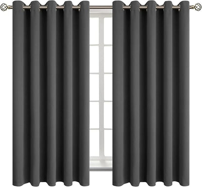 BGment Blackout Curtains for Bedroom - Grommet Thermal Insulated Room Darkening Curtains for Living Room, Set of 2 Panels (70 x 63 Inch, Dark Grey)