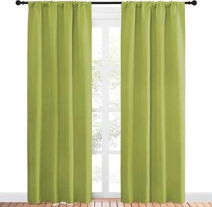 NICETOWN Blackout Curtain Panels for Living Room - Thermal Insulated Rod Pocket Top Blackout Drapes for Kid's Room (1 Pair, 42 x 84 Inch, Fresh Green)
