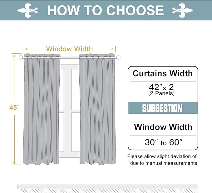 ChrisDowa 100% Blackout Curtains for Bedroom with Black Liner, 2 Thick Layers Total Blackout Thermal Insulated Grommet Small Window Curtains 2 Panels Set (Forest Green, 42 x 45 Inch)
