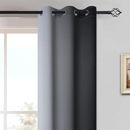 Yakamok Light Blocking Ombre Curtains, Greyish White and Black Gradient Color Curtains, Room Darkening Grommet Window Drapes for Bedroom(Black, 42x72 Inch, 2 Panels)