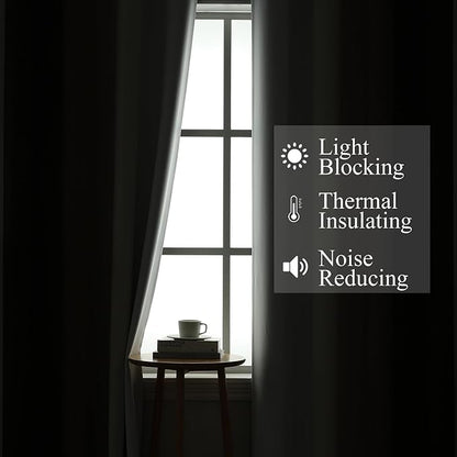 Estelar Textiler Brown and Greyish White Blackout Curtains 63 Inch Length 2 Panels Set, Full Room Darkening Grommet Ombre Curtains for Bedroom, Thermal Insulated Light Blocking Gradient Drapes,52Wx63L